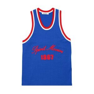 Wales Bonner Merino Wool Founders Tank in Royal Blue Red
